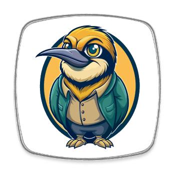 Bee Eater Kawaii Mascot Cartoon Clipart Logo Badge - Square fridge magnet - white - Front