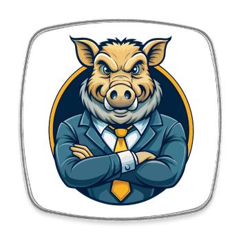 Logo clipart de personnage de personnage de dessin animé mascotte Boar Kawaii - Magnet carré - blanc - Devant