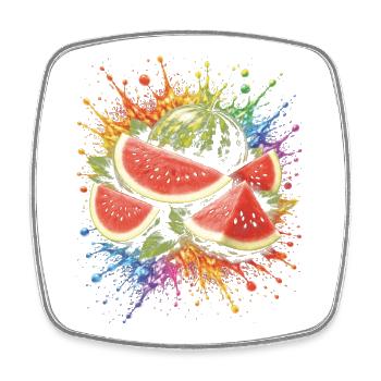 Pastèque Multicolore Splash Art - Magnet carré - blanc - Devant