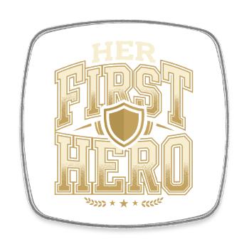 First Father's Day Gift for Girl, Dad - Square fridge magnet - white - Front