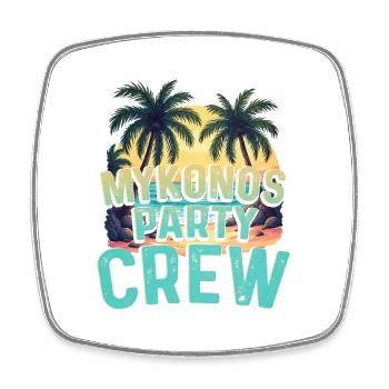 Mykonos Party Crew - Square fridge magnet - white - Front