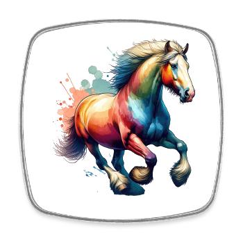 Cheval de trait belge Cheval cadeau - Magnet carré - blanc - Devant