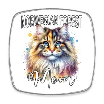 Norwegian Forest Cat Mom - Square fridge magnet - white - Front