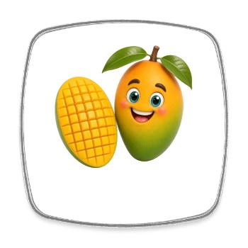 Cheerful Mango Mascot Fruit Fruit - Square fridge magnet - white - Front