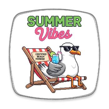 Sommervibes Gans auf einem Liegestuhl - Viereckiger Kühlschrankmagnet - Weiß - Vorne