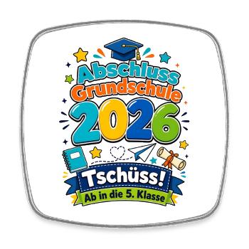 Abschluss Grundschule 2026 5. Klasse Abgänger - Viereckiger Kühlschrankmagnet - Weiß - Vorne