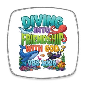 Friendship God de la plongée VBS 2026 - Magnet carré - blanc - Devant
