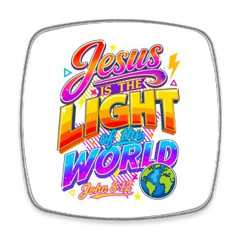 Jesus Light World VBS John 8:12 - Square fridge magnet - white - Front
