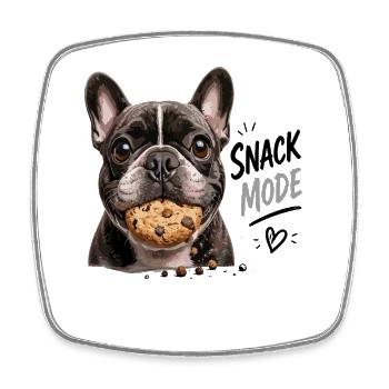Snack Fashion Funny French Bulldog With Biscuit Dog - Square fridge magnet - white - Front