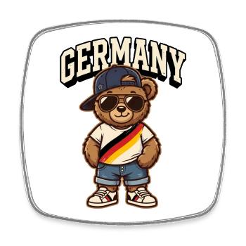 Lustiger Deutschland Bär - Viereckiger Kühlschrankmagnet - Weiß - Vorne