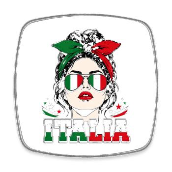 Italia Frau Sonnenbrille Flaggen Fan Design - Viereckiger Kühlschrankmagnet - Weiß - Vorne