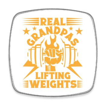 Fitness Motivation Bodybuilder Real Grandpas Lift - Viereckiger Kühlschrankmagnet - Weiß - Vorne