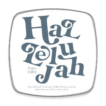 Hallelujah Lettering Psalm Motif - Square fridge magnet - white - Front