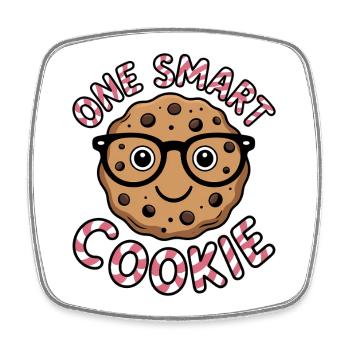 Un Cookie Intelligent - Cookie Intelligent avec des Lunettes - Magnet carré - blanc - Devant