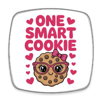 Un Cookie Intelligent - Cookie Intelligent avec des Lunettes - Magnet carré - blanc - Devant