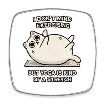 Cat Yoga Stretch Meme - Square fridge magnet - white - Front