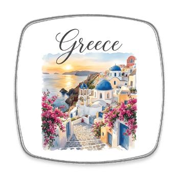 Greek coastal idyll with blue domes - Square fridge magnet - white - Front