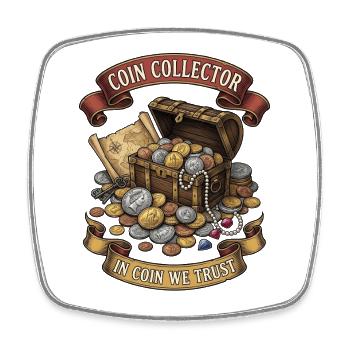 Collectionneurs de pièces – Nous faisons confiance aux pièces - Magnet carré - blanc - Devant