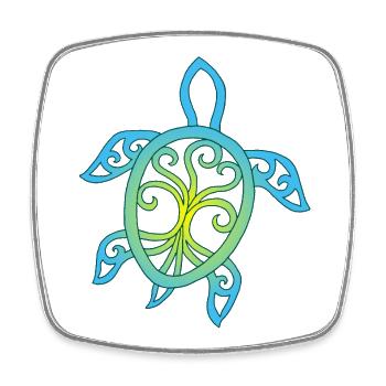 Smaragdgrüne Mandala-Schildkröte - Viereckiger Kühlschrankmagnet - Weiß - Vorne