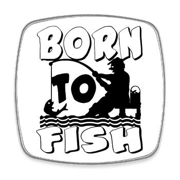 Born to Fish Silhouette - Square fridge magnet - white - Front