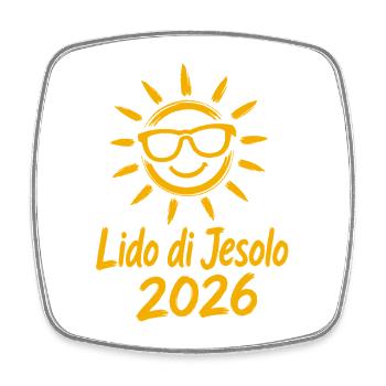Sonnenlogo Lido di Jesolo 2026 - Viereckiger Kühlschrankmagnet - Weiß - Vorne
