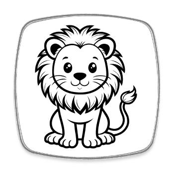 Lion - Magnet carré - blanc - Devant