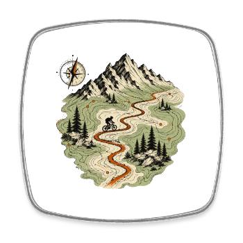 MTB Trail Compass Mountains Map Outdoor Biker Nature - Square fridge magnet - white - Front