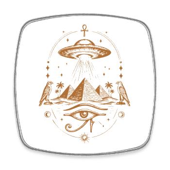 Ägyptische UFO-Pyramiden - Viereckiger Kühlschrankmagnet - Weiß - Vorne