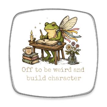 Frog Fairy Cottagecore Writer Gift - Square fridge magnet - white - Front