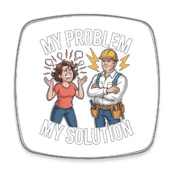 Master Electrician My Problem My Pictogram Dad Mom - Square fridge magnet - white - Front