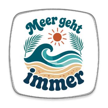 Sea Always Goes Waves Summer Vacation - Square fridge magnet - white - Front
