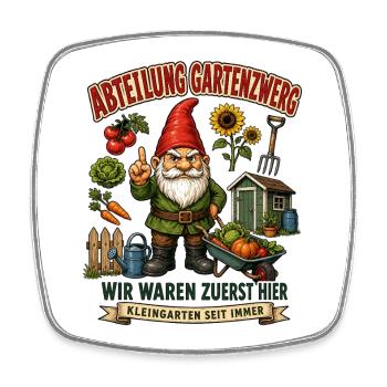 Abteilung Gartenzwerg Kleingarten Humor - Viereckiger Kühlschrankmagnet - Weiß - Vorne