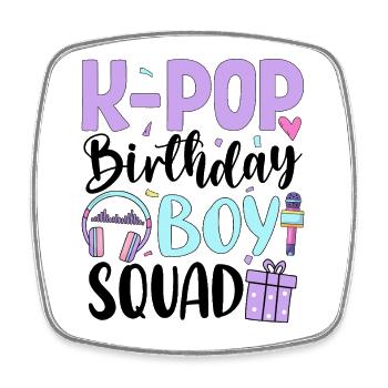 K Pop Birthday Boy Squad - Square fridge magnet - white - Front