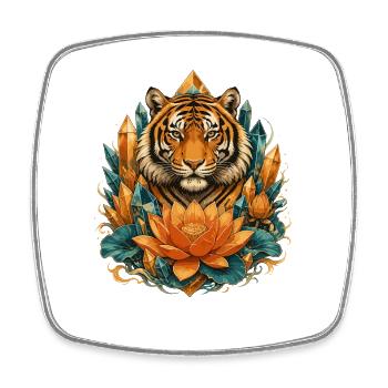 Tigre dans le lotus de cristal - Magnet carré - blanc - Devant