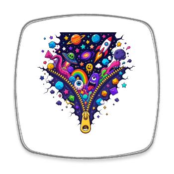Kosmoszauber zipper design - Square fridge magnet - white - Front
