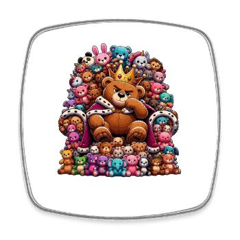 Ours en peluche royal avec cour - Magnet carré - blanc - Devant