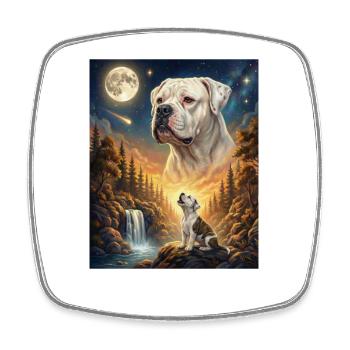 Howling to the Moon American Bulldog - Square fridge magnet - white - Front