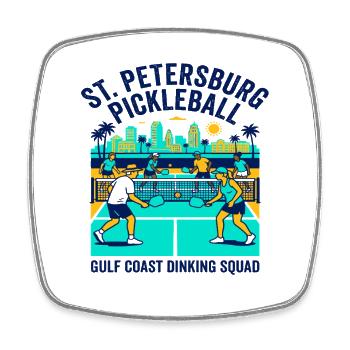 Naples Florida Skyline With Pickleball Theme - Square fridge magnet - white - Front