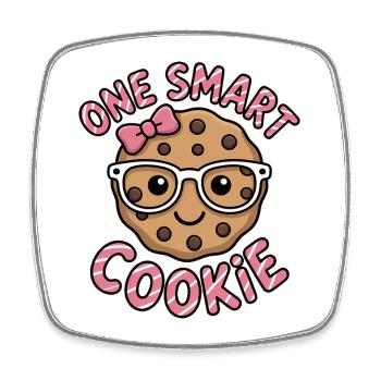 Un Cookie Intelligent - Cookie Intelligent avec des Lunettes - Magnet carré - blanc - Devant