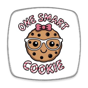 Un Cookie Intelligent - Cookie Intelligent avec des Lunettes - Magnet carré - blanc - Devant