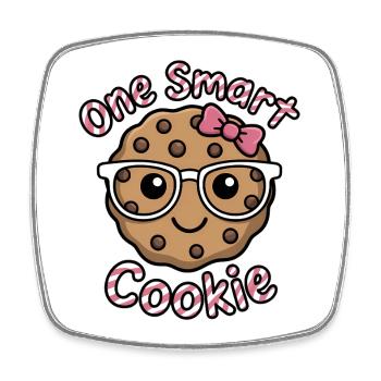 Un Cookie Intelligent - Cookie Intelligent avec des Lunettes - Magnet carré - blanc - Devant