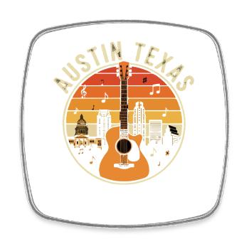 Austin Texas Gitarren Sunset - Viereckiger Kühlschrankmagnet - Weiß - Vorne