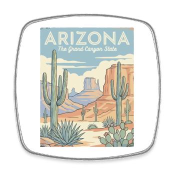 Arizona Desert Retro Poster - Square fridge magnet - white - Front