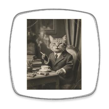 Katze - Viereckiger Kühlschrankmagnet - Weiß - Vorne