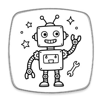 Bébé Nerd d’anniversaire des enfants Robot Jouet - Magnet carré - blanc - Devant