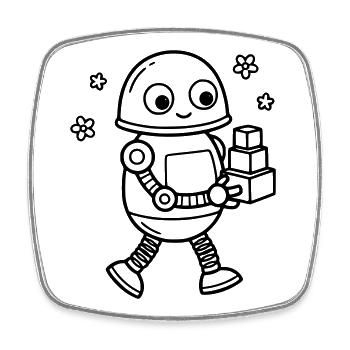 Bébé Nerd d’anniversaire des enfants Robot Jouet - Magnet carré - blanc - Devant