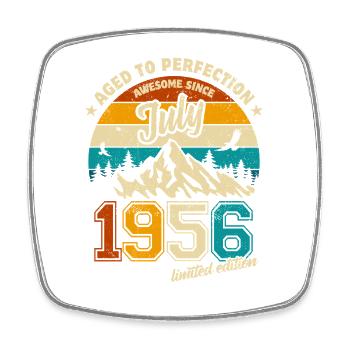 July 1956 | Aged to perfection | Geburtstag - Viereckiger Kühlschrankmagnet - Weiß - Vorne