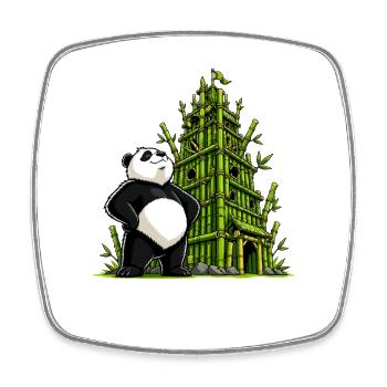 Panda devant un château de bambou - Magnet carré - blanc - Devant