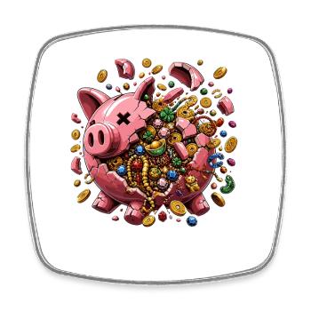 Sparschwein Schatzregen - Viereckiger Kühlschrankmagnet - Weiß - Vorne