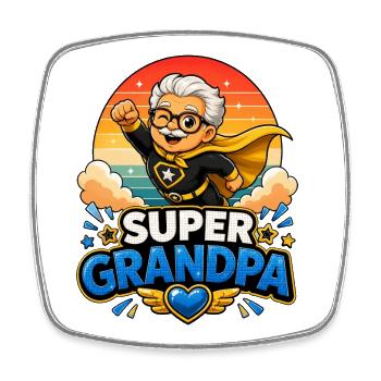 Super Grandpa Superhero Grandpa - Funny Comic Hero - Square fridge magnet - white - Front